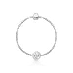 CHARM DE PRATA SIGNO REDONDO ÁRIES COM 56 ZIRCONES CRAVEJADOS COM FURO 4.0MM DE DIÂMETRO 21669