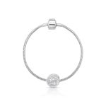 CHARM DE PRATA SIGNO REDONDO ESCORPIÃO COM 56 ZIRCONES CRAVEJADOS COM FURO 4.0MM DE DIÂMETRO 21665