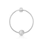 CHARM DE PRATA SIGNO REDONDO LEÃO COM 56 ZIRCONES CRAVEJADOS COM FURO 4.0MM DE DIÂMETRO 21673