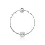 CHARM DE PRATA SIGNO REDONDO SAGITÁRIO COM 56 ZIRCONES CRAVEJADOS COM FURO 4.0MM DE DIÂMETRO 21676