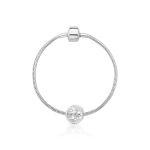 CHARM DE PRATA SIGNO REDONDO TOURO COM 56 ZIRCONES CRAVEJADOS COM FURO 4.0MM DE DIÂMETRO 21666