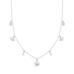 COLAR DE PRATA 42cm + 5cm DE EXTENSOR OLHO GREGO COM 6 ZIRCONES CRAVEJADOS 22268