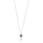 COLAR DE PRATA 42cm + 5cm DE EXTENSOR OLHO GREGO GOTA ESMALTADO À MÃO COM 16 ZIRCONES CRAVEJADOS 22237