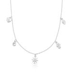 COLAR DE PRATA 42cm + 5cm DE EXTENSOR OLHO GREGO MÍSTICO COM 7 ZIRCONES CRAVEJADOS 22270
