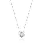 COLAR DE PRATA CRISTAL 42cm + 5cm DE EXTENSOR GOTA COM 38 ZIRCONES CRAVEJADOS E PEDRA PRINCIPAL DE  4 X 6 MM