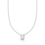 COLAR DE PRATA DELUXE 42cm + 5cm DE EXTENSOR RETANGULAR COM 19 ZIRCONES DE 1,5 MM E PEDRA CENTRAL DE 4 x 6 MM CRAVEJADOS