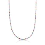 COLAR DE PRATA DELUXE RIVIEIRA 42cm + 5cm DE EXTENSOR COM 186 ZIRCONES DE 1,75 MM CRAVEJADOS 22016