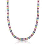 COLAR DE PRATA DELUXE RIVIEIRA 42cm + 5cm DE EXTENSOR COM, 152 ZIRCONES RETANGULARES DE 2 X 4 MM CRAVEJADOS 22023