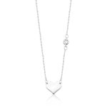 COLAR DE PRATA LISO 42cm + 5cm DE EXTENSOR CORAÇÃO COM 1 ZIRCONE DE 3MM 22097