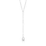 COLAR DE PRATA LISO 42cm + 5cm DE EXTENSOR PENDENTE DE 15 COM COM 1 SOLITÁRIO 22091