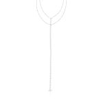 COLAR DE PRATA LISO DUPLO 1° VOLTA 40 CM, 2º VOLTA 48 CM PENDENTE DE 15 CM COM CORAÇÕES DE 4MM PRODUZIDOS EM ESTAMAPRIA
