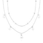 COLAR DE PRATA LISO FIO DUPLO CÍRCULOS 42CM + 5CM DE EXTENSOR 21310