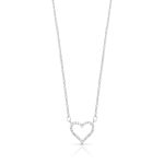 COLAR DE PRATA PAVE 42cm + 5cm DE EXTENSOR CORAÇÃO COM 26 ZIRCONES CRAVEJADOS 21505