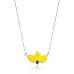 COLAR ESMALTADO AMARELO FLOR COM 1 ZIRCONES