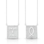 ESCAPULARIO DE PRATA RELIGIOSO 65 CM CRISTÃO 70 ZIRCONES CRAVEJADOS 20659