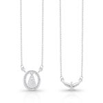 ESCAPULARIO DE PRATA RELIGIOSO 65 CM ESPIRITO SANTO E APARECIDA 24 ZIRCONES CRAVEJADOS 20640