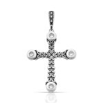 PINGENTE DE PRATA BALI CRUZ COM 4 ZIRCONES CRAVEJADOS 21113