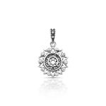PINGENTE DE PRATA BALI MANDALA COM 10 ZIRCONES CRAVEJADOS 21117