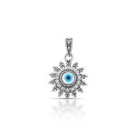 PINGENTE DE PRATA BALI OLHO GREGO COM 15 ZIRCONES CRAVEJADOS MADRE PÉROLA 7.00 MM 21080