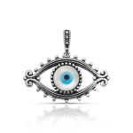 PINGENTE DE PRATA BALI OLHO GREGO COM MADRE PÉROLA 7.00 MM 21083
