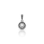 PINGENTE DE PRATA BALI REDONDO COM 12 ZIRCONES CRAVEJADOS PEDRA PRINCIPAL 3.5 MM 21347