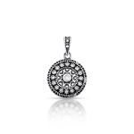 PINGENTE DE PRATA BALI REDONDO COM 17 ZIRCONES CRAVEJADOS CRISTAL 2.00 MM 21107
