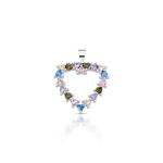 PINGENTE DE PRATA CRISTAL CORACAO 20 ZIRCONES