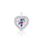 PINGENTE DE PRATA CRISTAL CORACAO 70 ZIRCONES