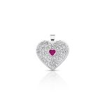 PINGENTE DE PRATA CRISTAL CORACAO 80 ZIRCONES