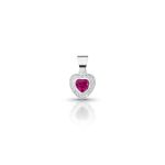 PINGENTE DE PRATA CRISTAL CORAÇÃO COM 21 ZIRCONES E PEDRA PRINCIPAL NANO SAPHIRA DE 4 X 4 MM 22112