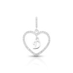 PINGENTE DE PRATA LETRA CORAÇÃO D COM 44 ZIRCONES CRAVEJADOS 21274
