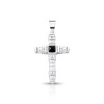 PINGENTE DE PRATA MASCULINO CRUZ 23 X1 8MM COM 1 ONIX CRAVEJADA 21692
