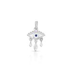 PINGENTE DE PRATA OLHO GREGO COM 14 ZIRCONES E NANO STONE COLORIDAS CRAVEJADOS 19593