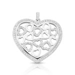 PINGENTE DE PRATA PAVE CORAÇÃO COM 142 ZIRCONES CRAVEJADOS 21510