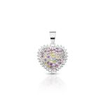 PINGENTE DE PRATA PAVE CORAÇÃO COM 75 ZIRCONES CRAVEJADOS 22037