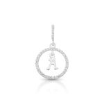 PINGENTE DE PRATA PAVE LETRA CÍRCULO A COM 36 ZIRCONES CRAVEJADOS 21251