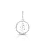 PINGENTE DE PRATA PAVE LETRA CÍRCULO B COM 36 ZIRCONES CRAVEJADOS 21252