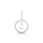 PINGENTE DE PRATA PAVE LETRA CÍRCULO C COM 36 ZIRCONES CRAVEJADOS 21253