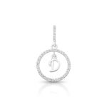 PINGENTE DE PRATA PAVE LETRA CÍRCULO D COM 36 ZIRCONES CRAVEJADOS 21254