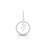 PINGENTE DE PRATA PAVE LETRA CÍRCULO F COM 36 ZIRCONES CRAVEJADOS 21256