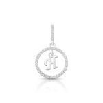 PINGENTE DE PRATA PAVE LETRA CÍRCULO H COM 36 ZIRCONES CRAVEJADOS 21258
