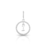 PINGENTE DE PRATA PAVE LETRA CÍRCULO I COM 36 ZIRCONES CRAVEJADOS 21259