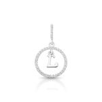 PINGENTE DE PRATA PAVE LETRA CÍRCULO L COM 36 ZIRCONES CRAVEJADOS 21262