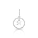 PINGENTE DE PRATA PAVE LETRA CÍRCULO M COM 36 ZIRCONES CRAVEJADOS 21263