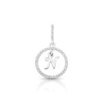 PINGENTE DE PRATA PAVE LETRA CÍRCULO N COM 36 ZIRCONES CRAVEJADOS 21264