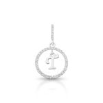PINGENTE DE PRATA PAVE LETRA CÍRCULO T COM 36 ZIRCONES CRAVEJADOS 21268