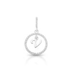 PINGENTE DE PRATA PAVE LETRA CÍRCULO V COM 36 ZIRCONES CRAVEJADOS 21269