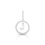 PINGENTE DE PRATA PAVE LETRA CÍRCULO W COM 36 ZIRCONES CRAVEJADOS 21270