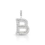 PINGENTE DE PRATA PAVE LETRA GRANDE B COM 72 ZIRCONES CRAVEJADOS 21616