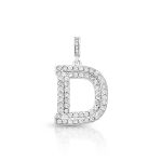 PINGENTE DE PRATA PAVE LETRA GRANDE D COM 67 ZIRCONES CRAVEJADOS 21618
